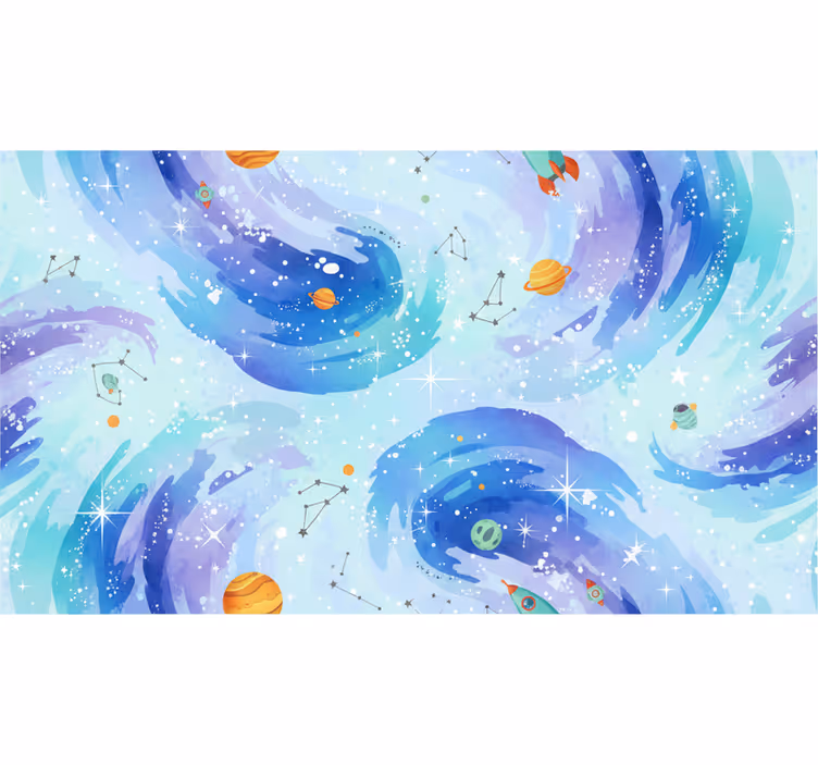 Kids wallpaper galaxy style light blue - TenStickers