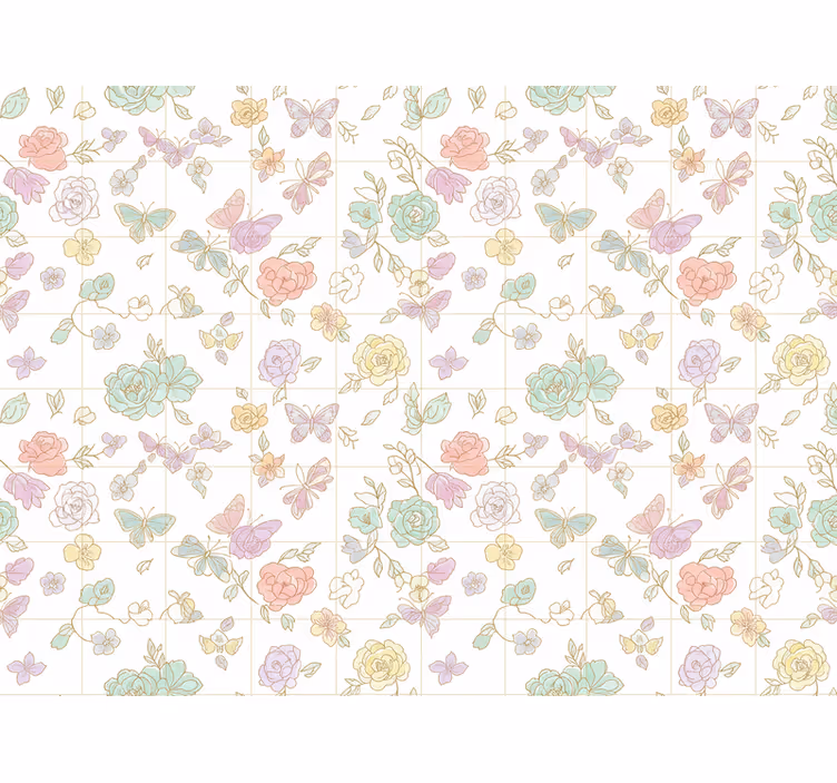 Flower wallpaper soft color butterfly wallpaper - TenStickers