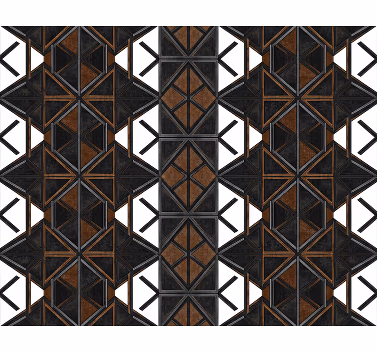 Industrial wallpaper geometric black brown - TenStickers