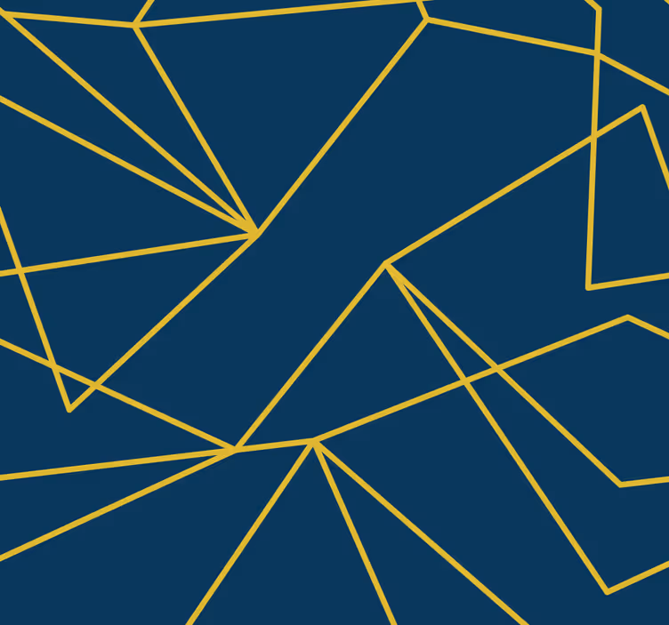 Blue wallpaper with geometric gold lines - TenStickers