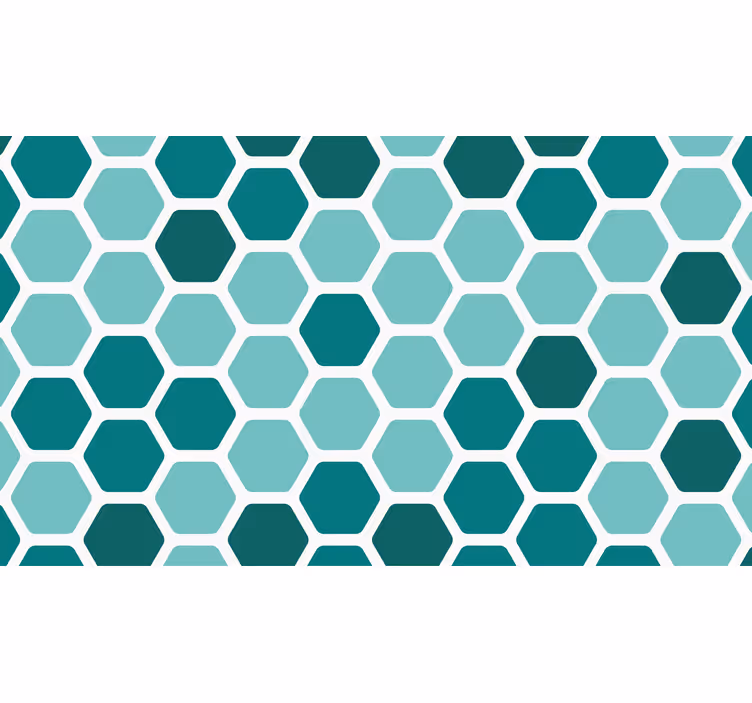 Blue wallpaper with turquoise hexagon pattern - TenStickers