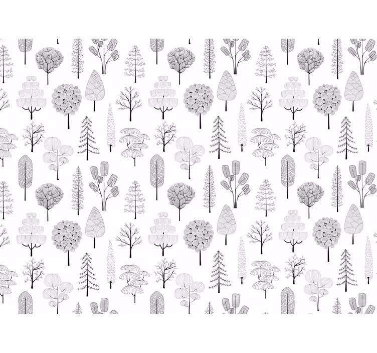 White wallpaper with tree pattern - TenStickers