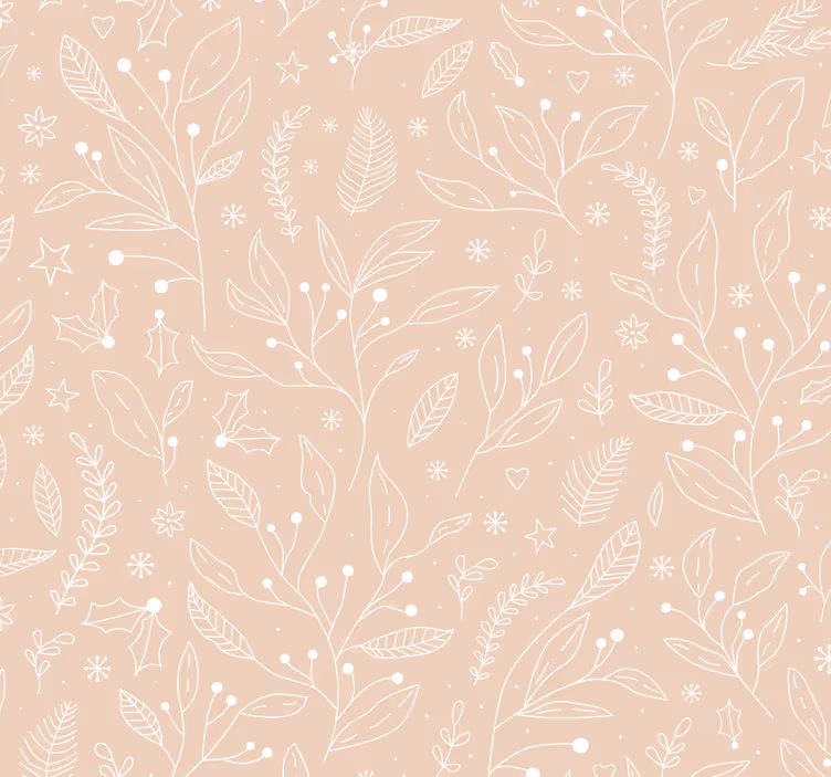 Beige wallpaper with christmas plants design - TenStickers