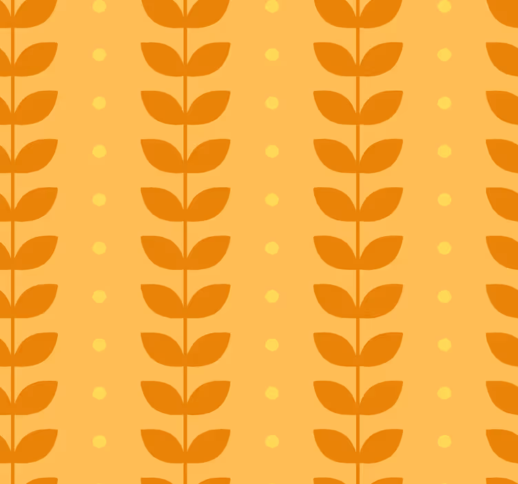 Orange wallpaper with leaf pattern - TenStickers