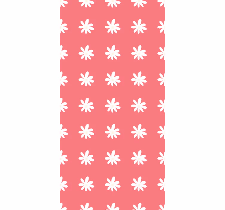 Red wallpaper with daisies on pink pattern - TenStickers
