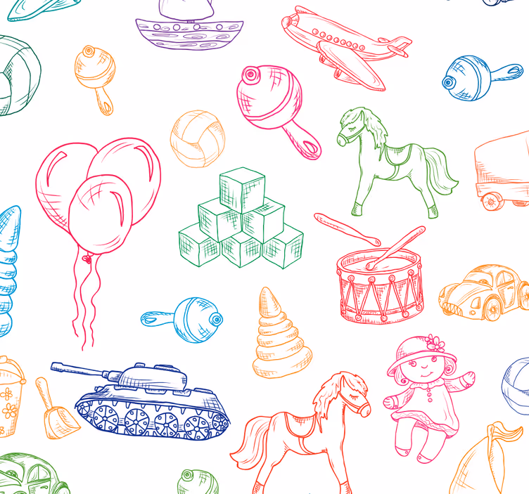 multicolor toys pattern Kids wallpaper - TenStickers