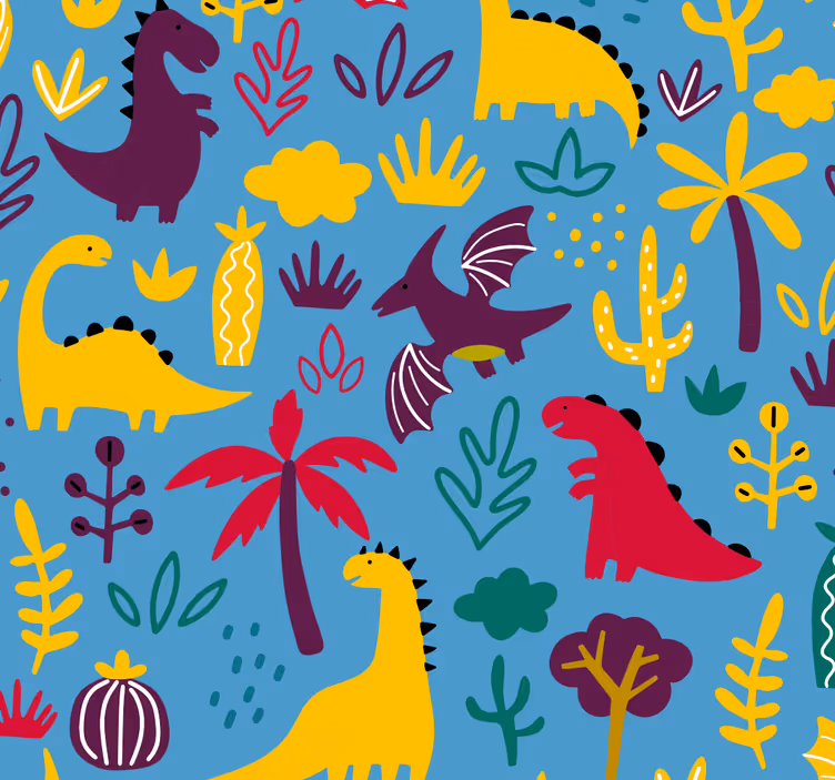 Bedroom wallpaper happy dinossaurs - TenStickers
