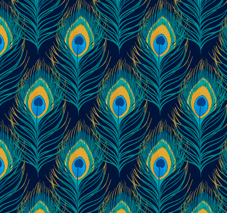 Peacock ornament pattern kitchen wallpaper - TenStickers