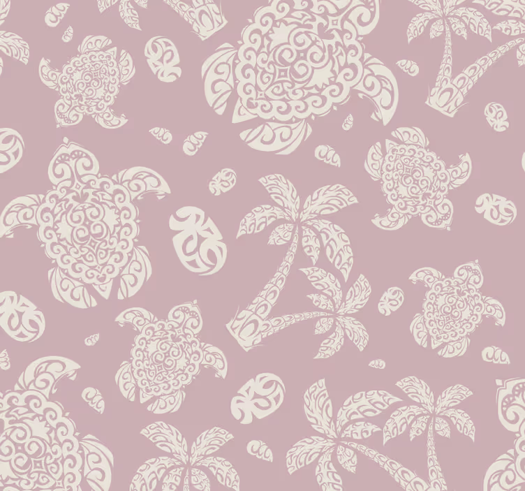 Hawaiian turtle and palm tree Animal Wallpaper - TenStickers