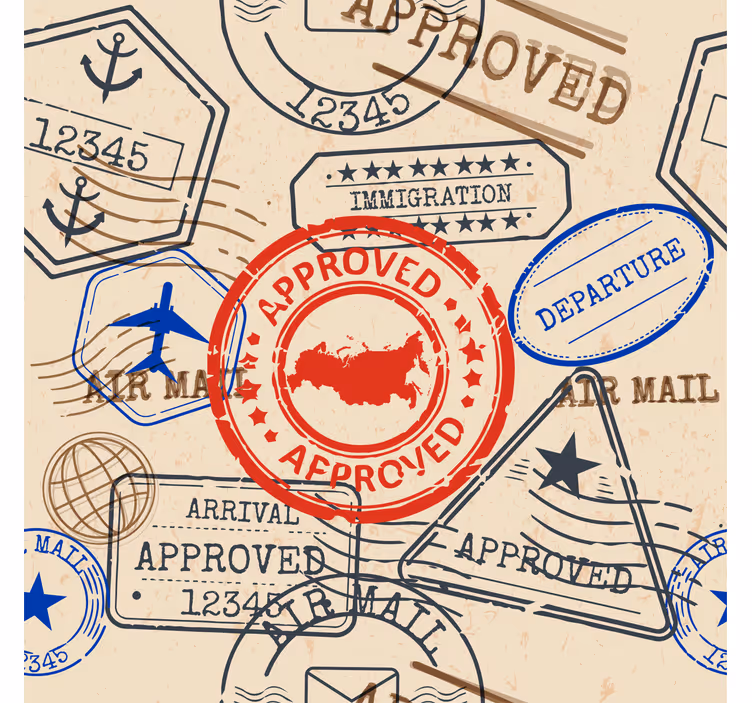Travel Stamp Patterns alphabet wallpaper - TenStickers