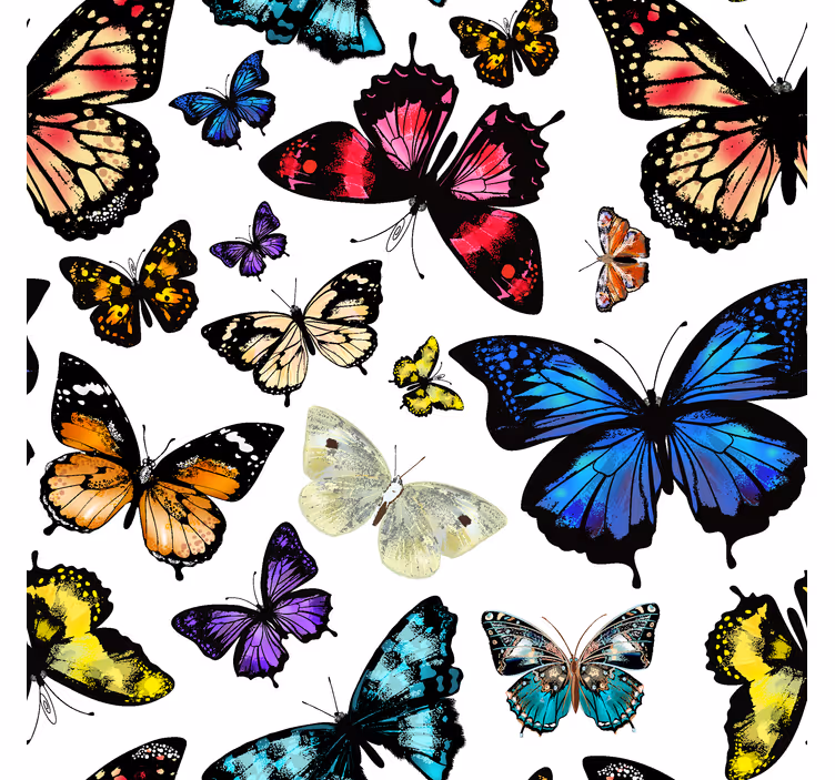 Butterfly wallpaper in vibrant flying design - TenStickers
