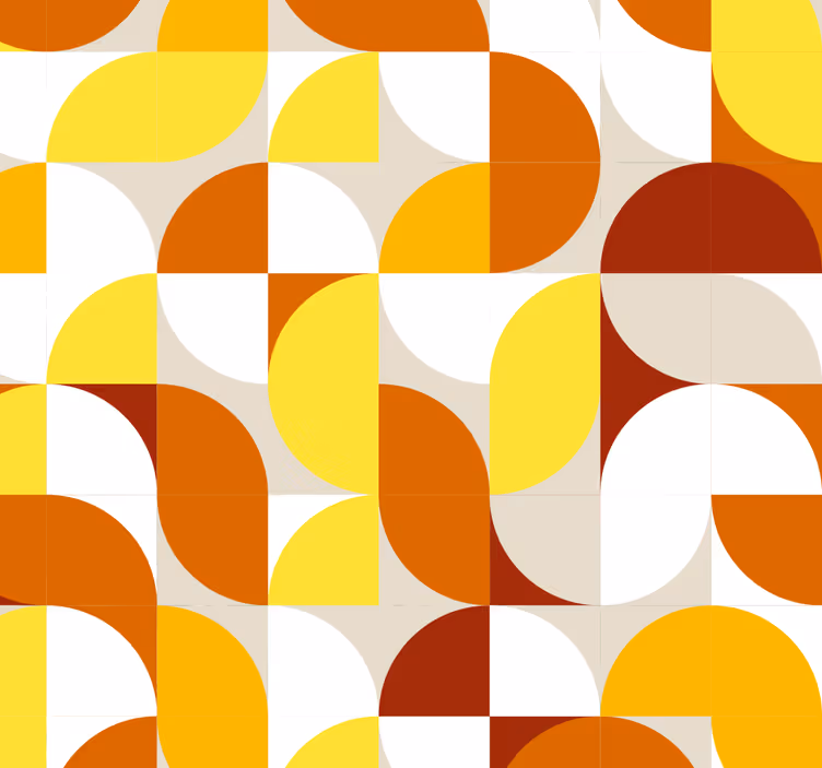 Vintage style orange and yellow wallpaper - TenStickers