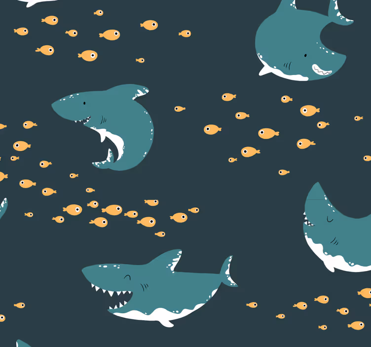 Happy Friendly Sharks Kids wallpaper - TenStickers