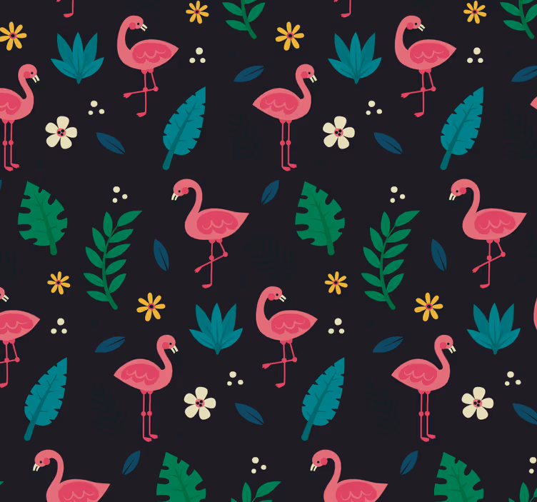Flamingo Pattern animal wallpaper - TenStickers