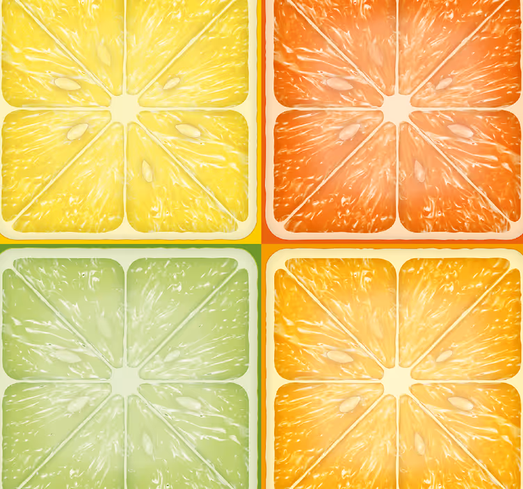 Citrus Squares Kitchen Wallpaper - TenStickers