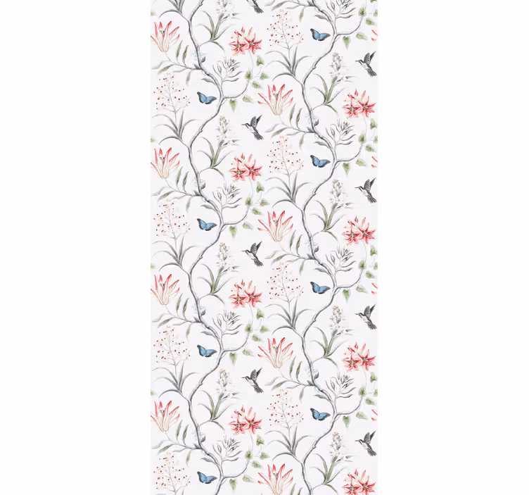 Floral Bird Pattern ornamental flower wallpaper - TenStickers