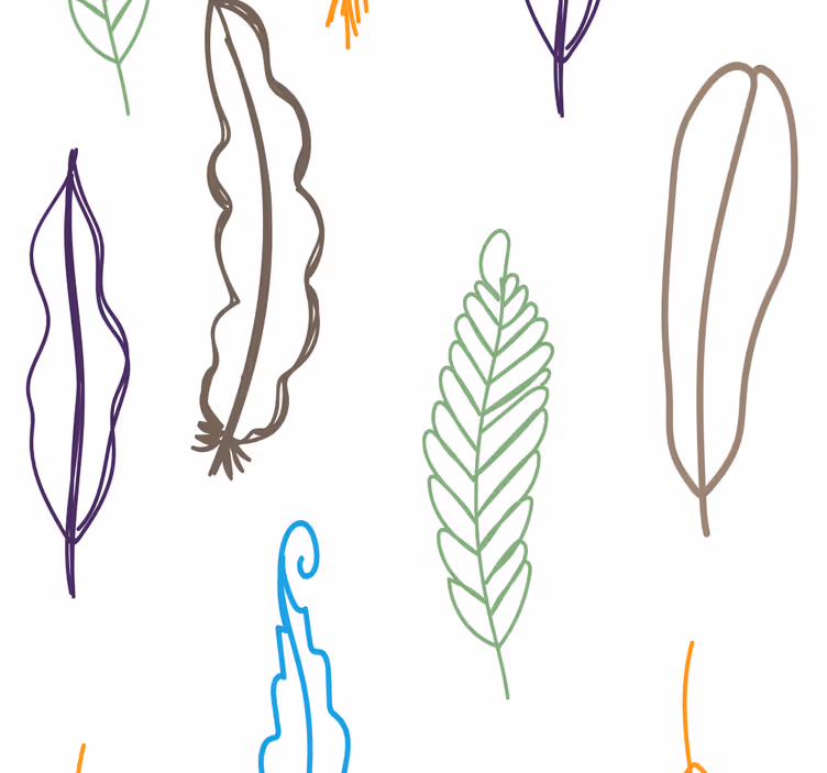 Sketch Leaf Patterns foliage wallpaper - TenStickers