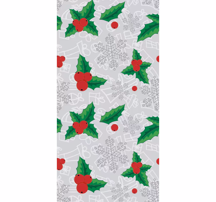 Festive Holly Pattern christmas wallpaper - TenStickers