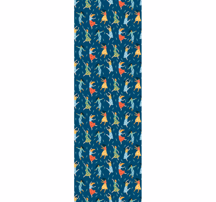 Blue wallpaper dancing women design - TenStickers