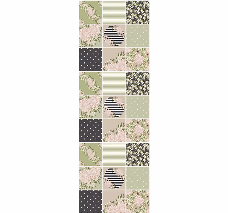 Floral Patchwork Design ornamental flower wallpaper - TenStickers