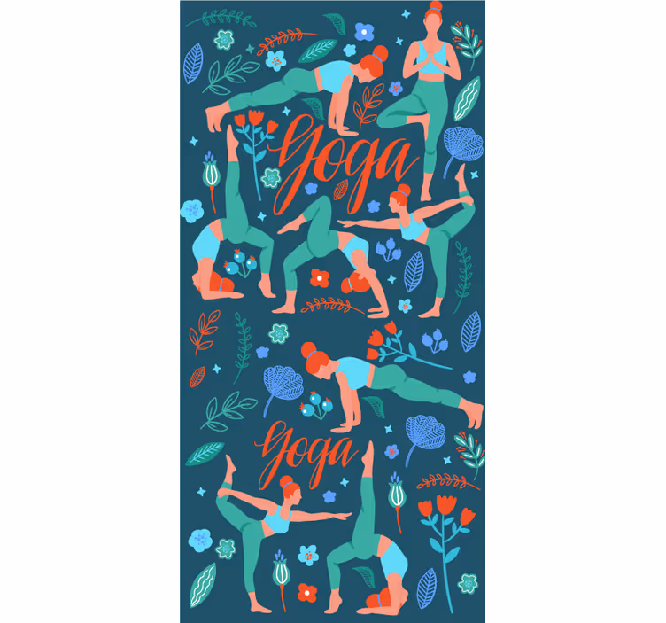 Yoga Poses Illustration nature wallpaper - TenStickers