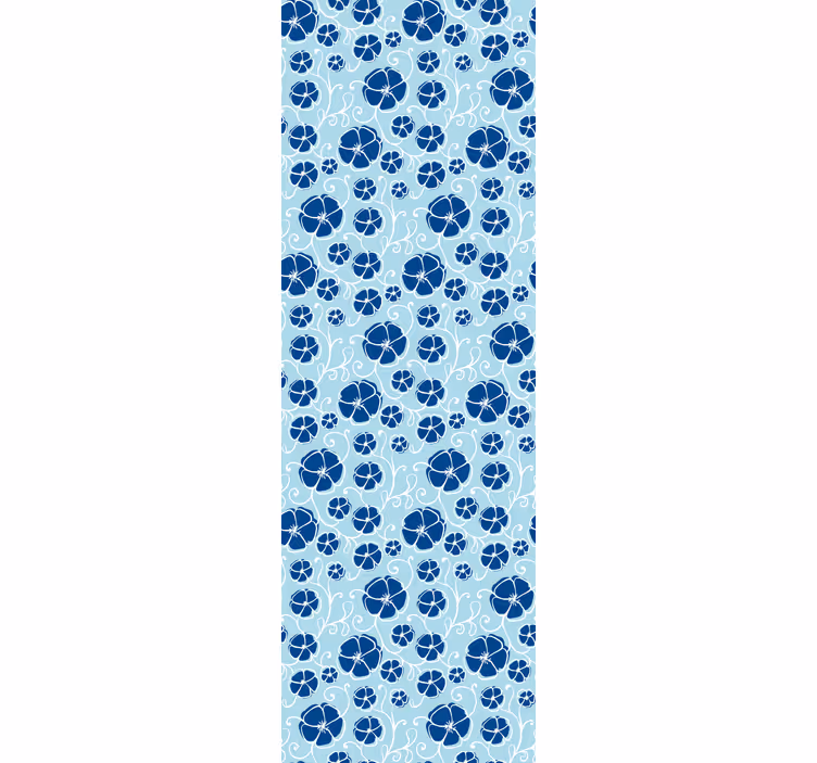 Blue Floral Tiles ornamental flower wallpaper - TenStickers