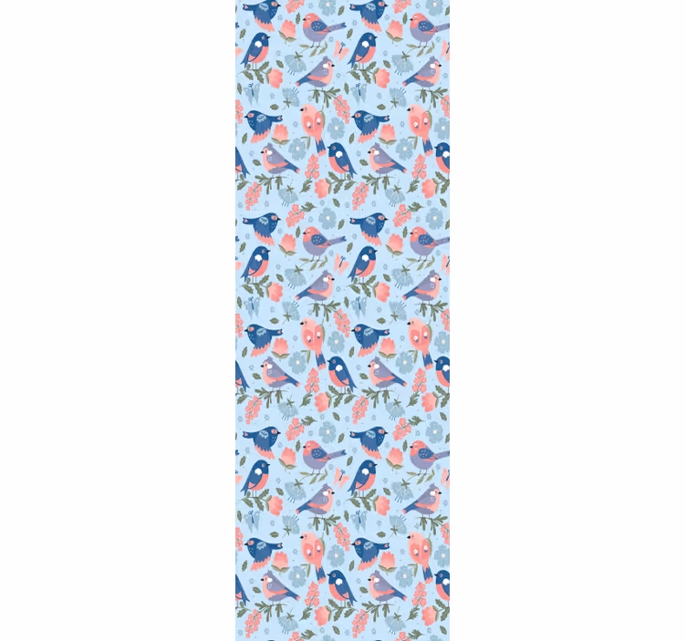Flowers and birds pattern Wallpaper - TenStickers
