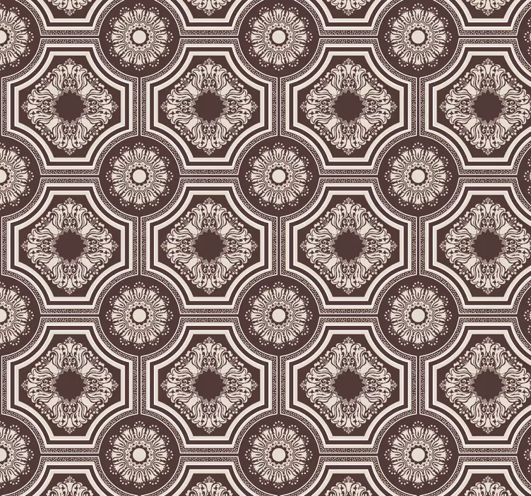 Golden Pattern Tile Ornamental Wallpaper - TenStickers
