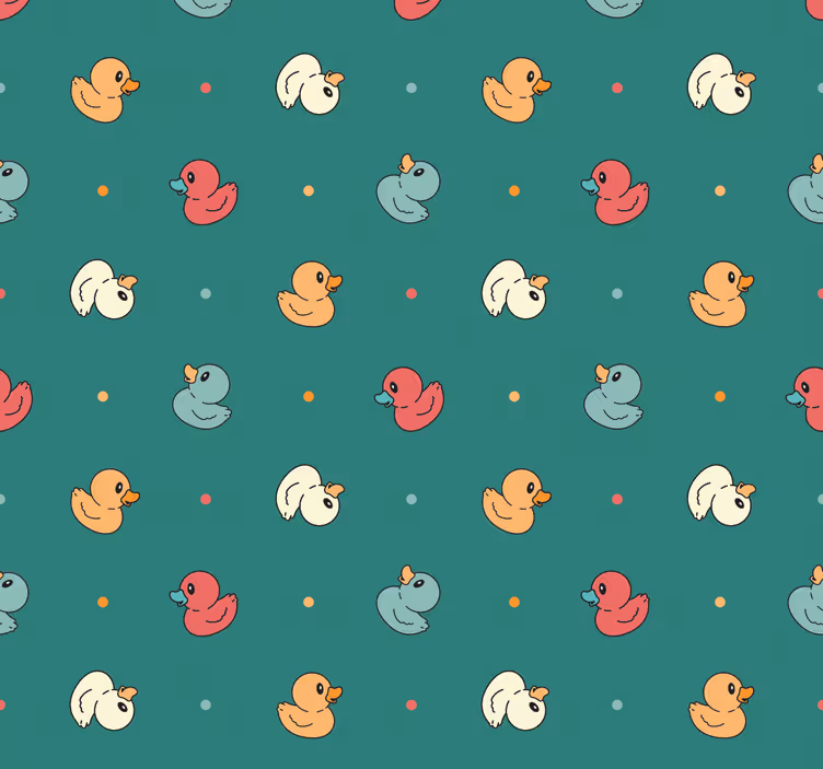 Rubber Duck Pattern bathroom wallpaper - TenStickers