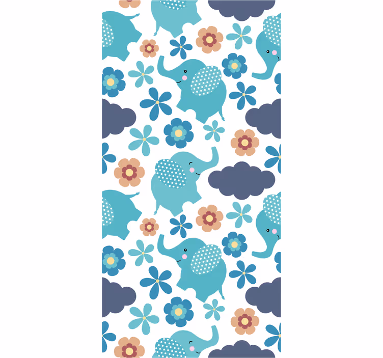 Elephant Floral Play elephants wallpaper - TenStickers