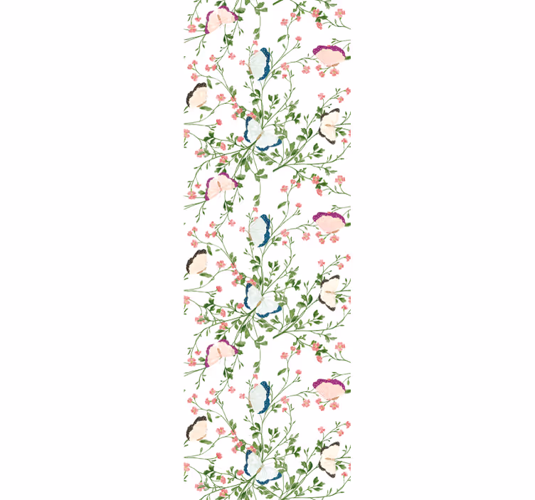 Botanical Butterfly ornamental flower wallpaper - TenStickers