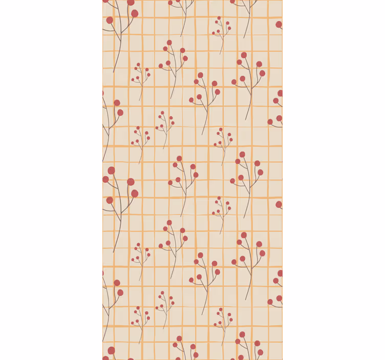 Berry Branch Pattern flower wallpaper - TenStickers