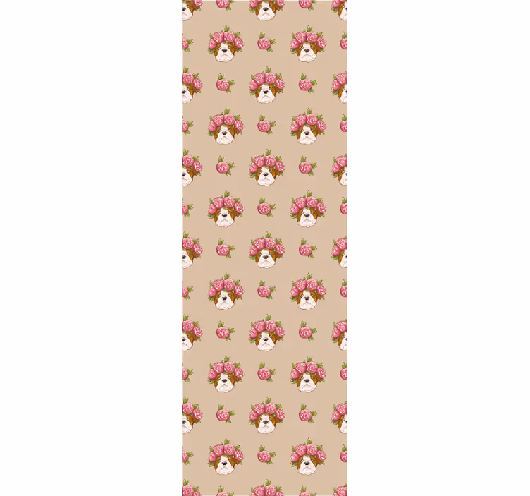 Floral Canine Motif dogs wallpaper - TenStickers
