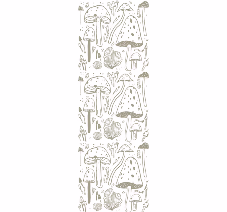 Master bedroom wallpaper with mushroom illustrations - TenStickers