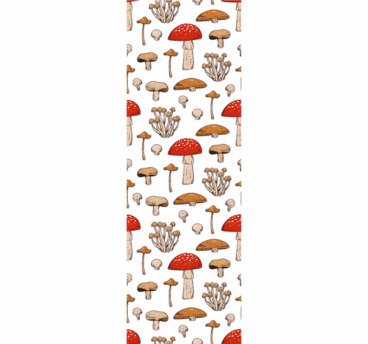 Yellow and red mushrooms wallpaper - TenStickers