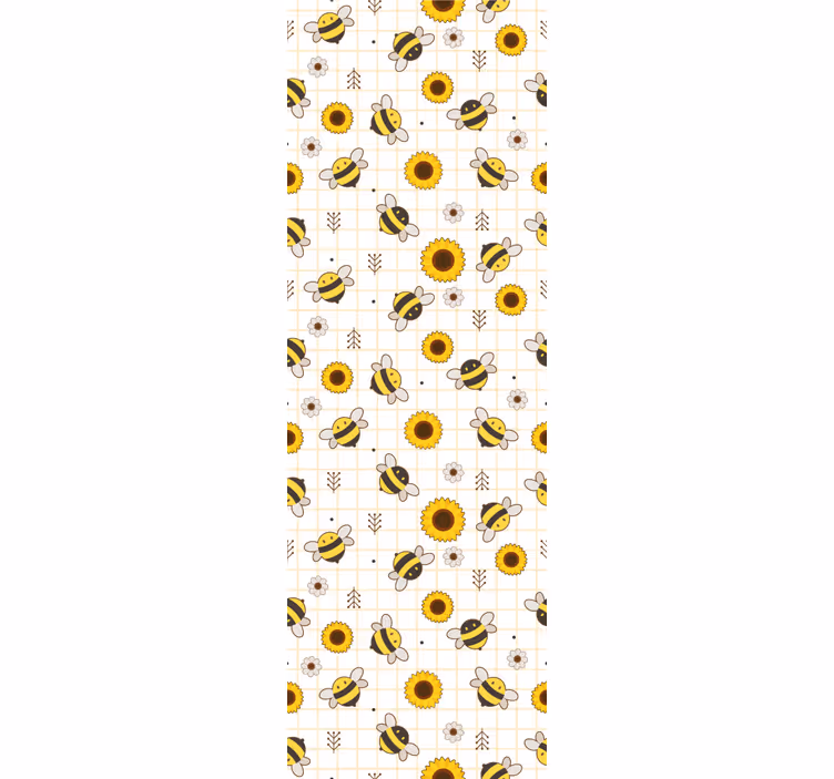Bees Sunflowers Pattern animal wallpaper - TenStickers