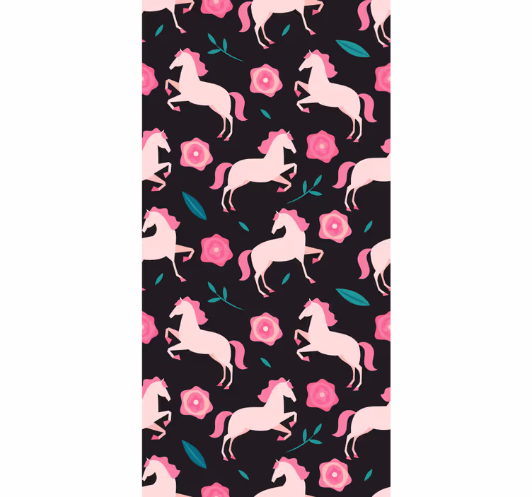 Whimsical Equestrian Florals animal wallpaper - TenStickers