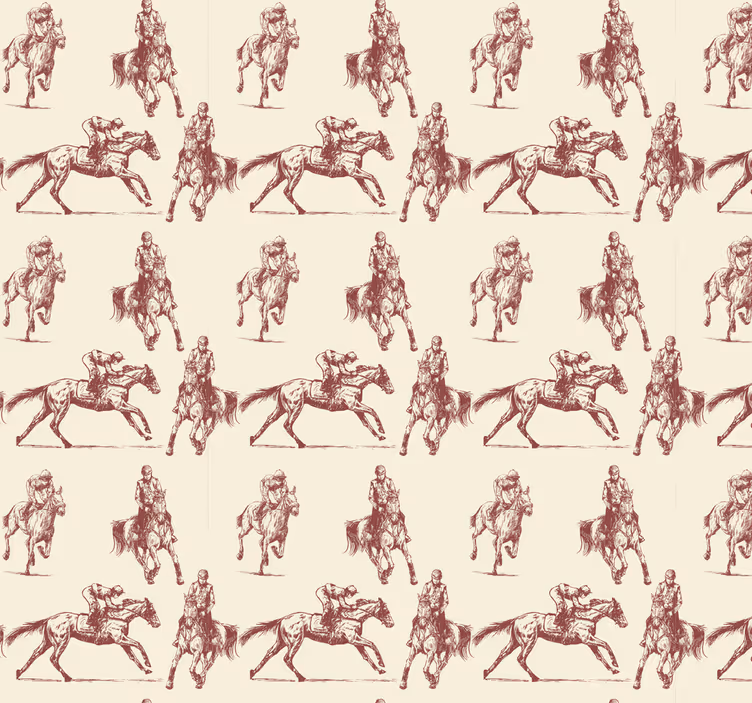 Beige and brown horse pattern bedroom wallpaper - TenStickers