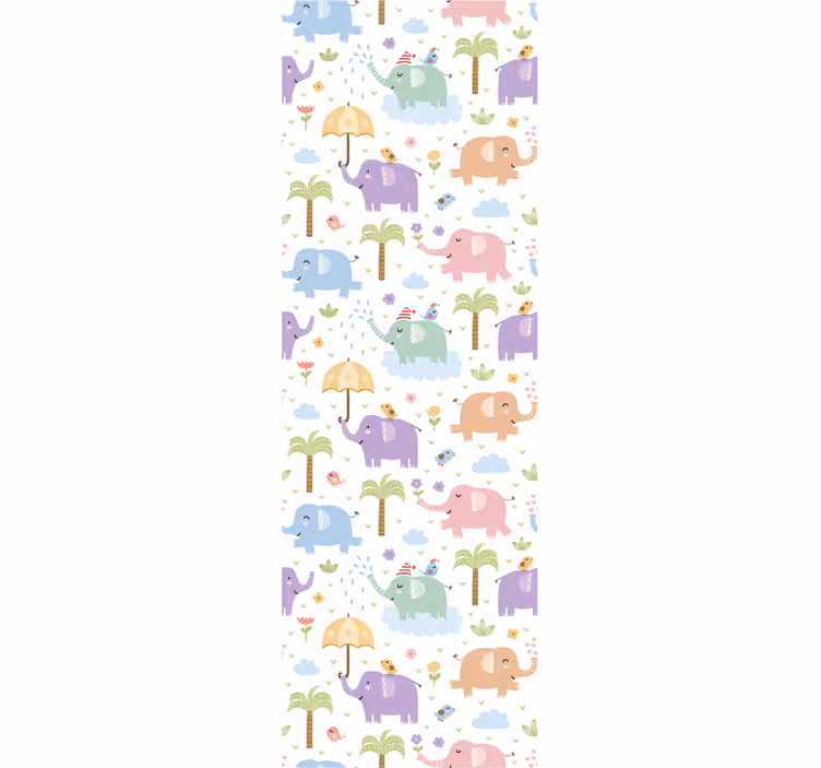 Elephant Playtime nursery wallpaper - TenStickers