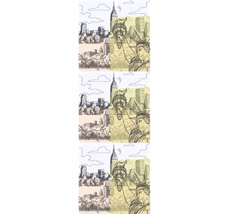 Urban Sketch Design city wallpaper - TenStickers
