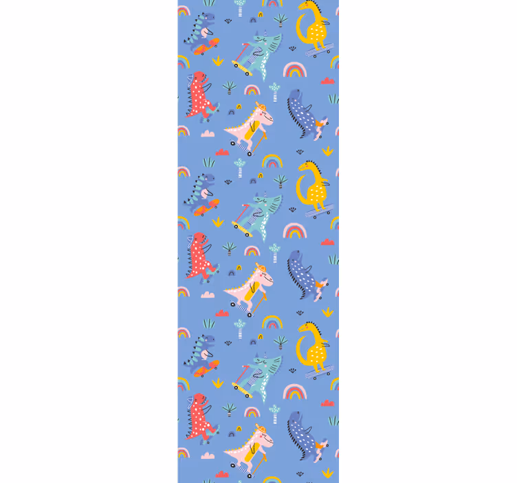 Dinosaurs wallpaper skating dinosaurs design - TenStickers
