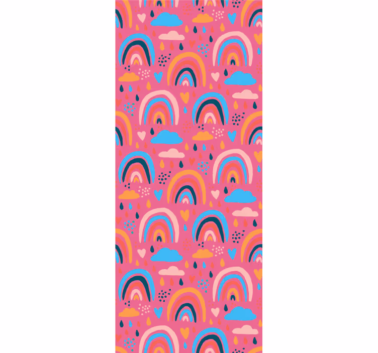 Rainbows with pink background wallpaper - TenStickers