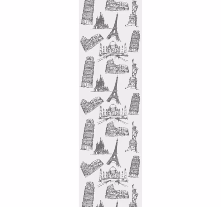 Most famous monuments pattern City Wallpaper - TenStickers