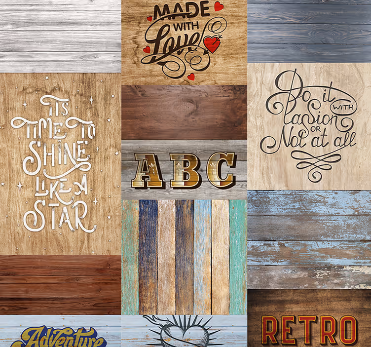 Inspirational Wooden Lettering Style wood effect  wallpaper - TenStickers