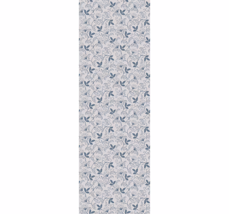 Floral blue Hamptons pattern flower wallpaper - TenStickers