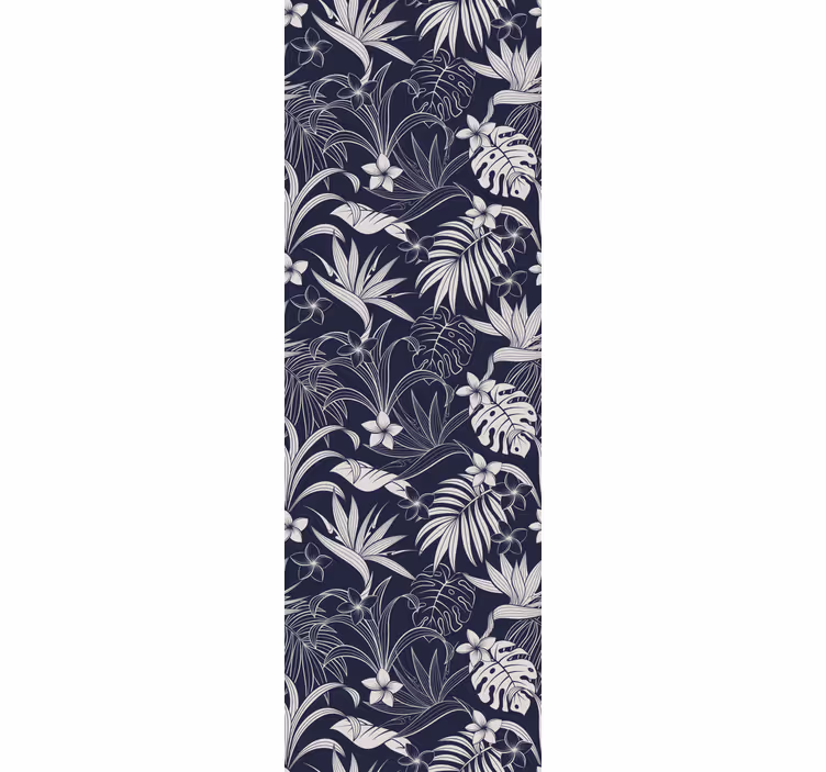 Gray tropical Hamptons pattern flower wallpaper - TenStickers