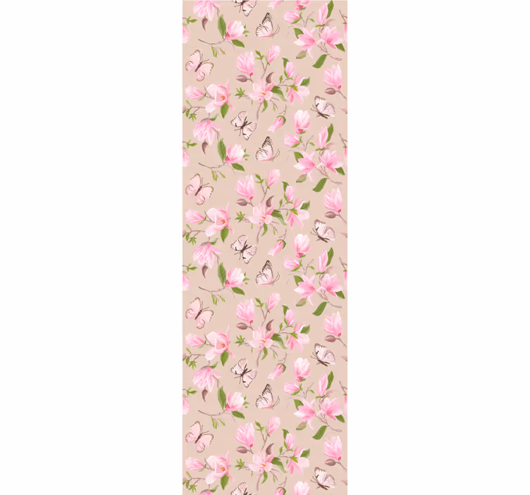 Magnolias and butterflies flower wallpaper - TenStickers