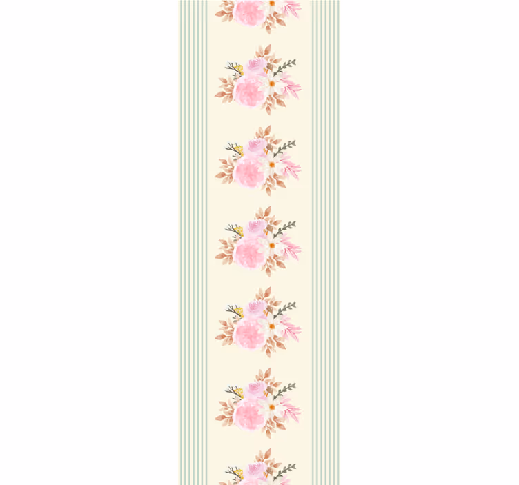 Floral Stripe Design ornamental flower wallpaper - TenStickers
