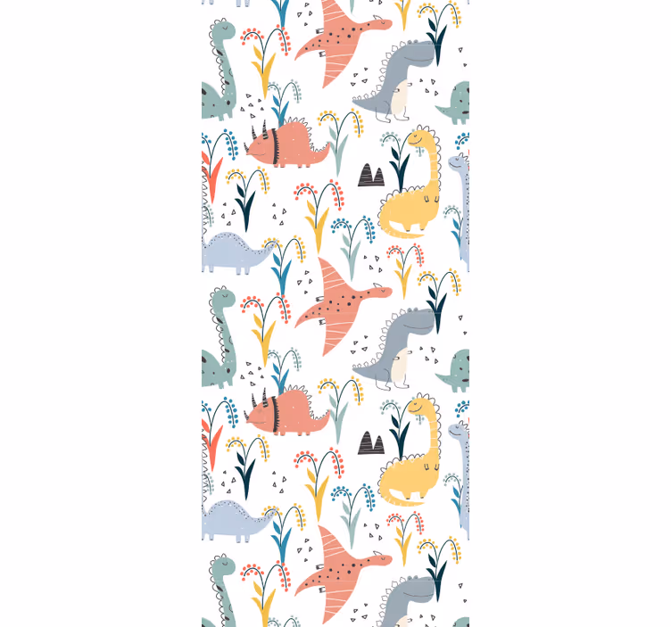 Nordic colorful pattern dinosaurs wallpaper - TenStickers