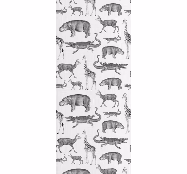 Tropical gray motif animal wallpaper - TenStickers